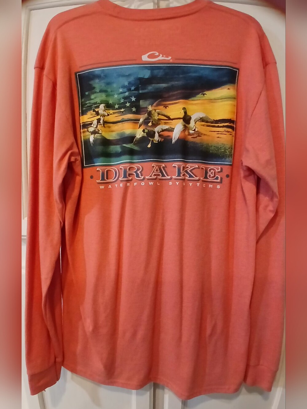 Drake Waterfowl Patriotic Graphic Long Sleeve Tee Size L